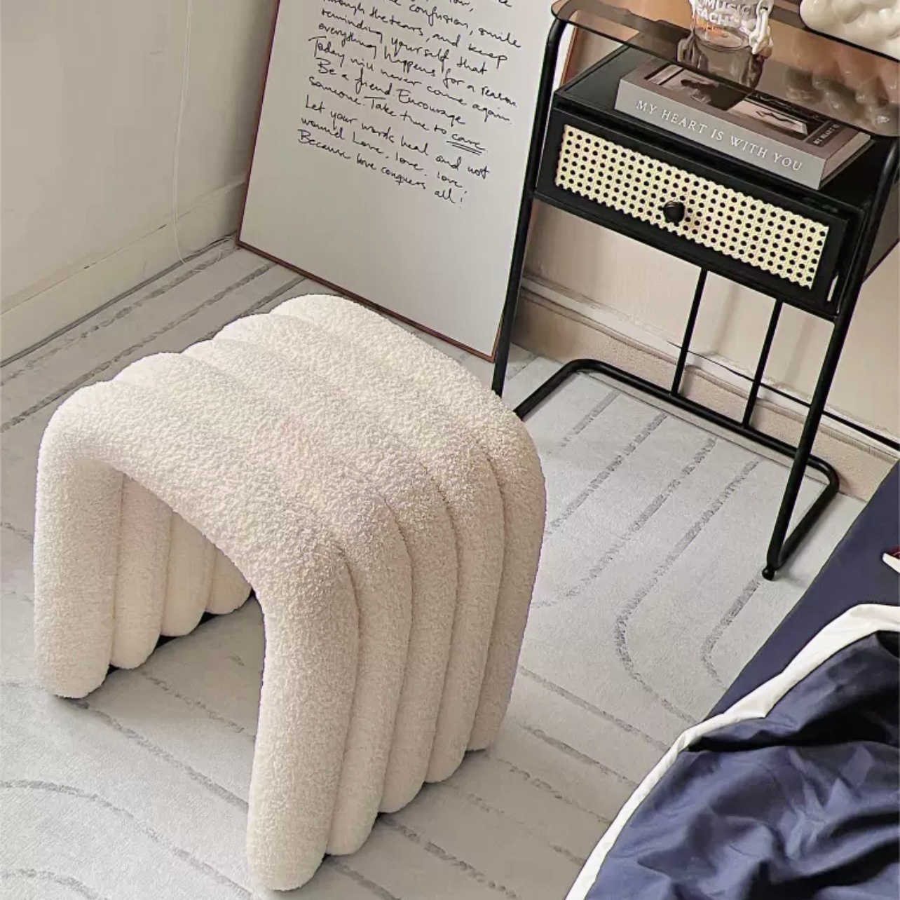 ブークレ アーチ型 スツール ドレッサー 椅子 オットマン おしゃれ 韓国インテリア 韓国雑貨 韓国っぽ インテリア雑貨 韓国 70PARK