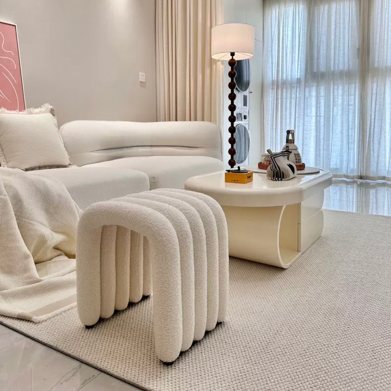 ブークレ アーチ型 スツール ドレッサー 椅子 オットマン おしゃれ 韓国インテリア 韓国雑貨 韓国っぽ インテリア雑貨 韓国 70PARK