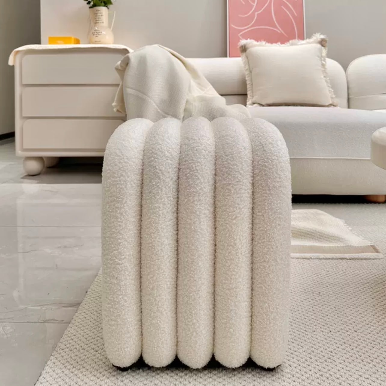 ブークレ アーチ型 スツール ドレッサー 椅子 オットマン おしゃれ 韓国インテリア 韓国雑貨 韓国っぽ インテリア雑貨 韓国 70PARK