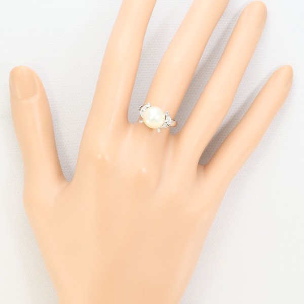 Pm900 リング 9号 パール(真珠) 約9mm ダイヤ 0.07 中古 Pm900 リング 9号 パール(真珠) 約9mm ダイヤ 0.07 中古