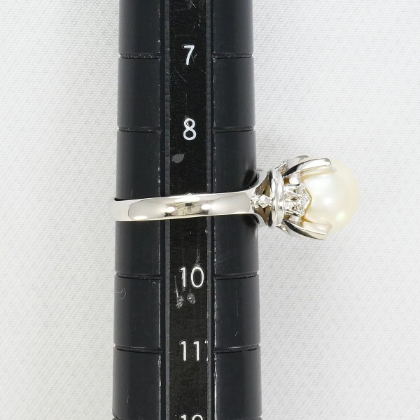 Pm900 リング 9号 パール(真珠) 約9mm ダイヤ 0.07 中古 Pm900 リング 9号 パール(真珠) 約9mm ダイヤ 0.07 中古