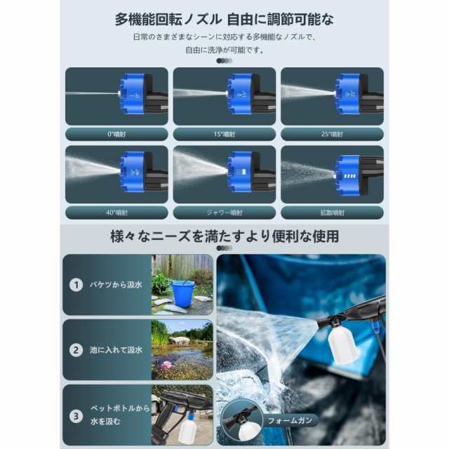 高圧洗浄機 コードレス 充電式 水圧洗浄機 家庭用 洗車 5MPa最大吐出圧力 水噴射量5L/min 48VF 500W 自吸式 ポータブル 正規品 強力噴射 6段階マルチスプレー15 高圧洗浄機 コードレス 充電式 水圧洗浄機 家庭用 洗車 5MPa最大吐出圧力 水噴射量5L/min 48VF 500W 自吸式 ポータブル 正規品 強力噴射 6段階マルチスプレー15