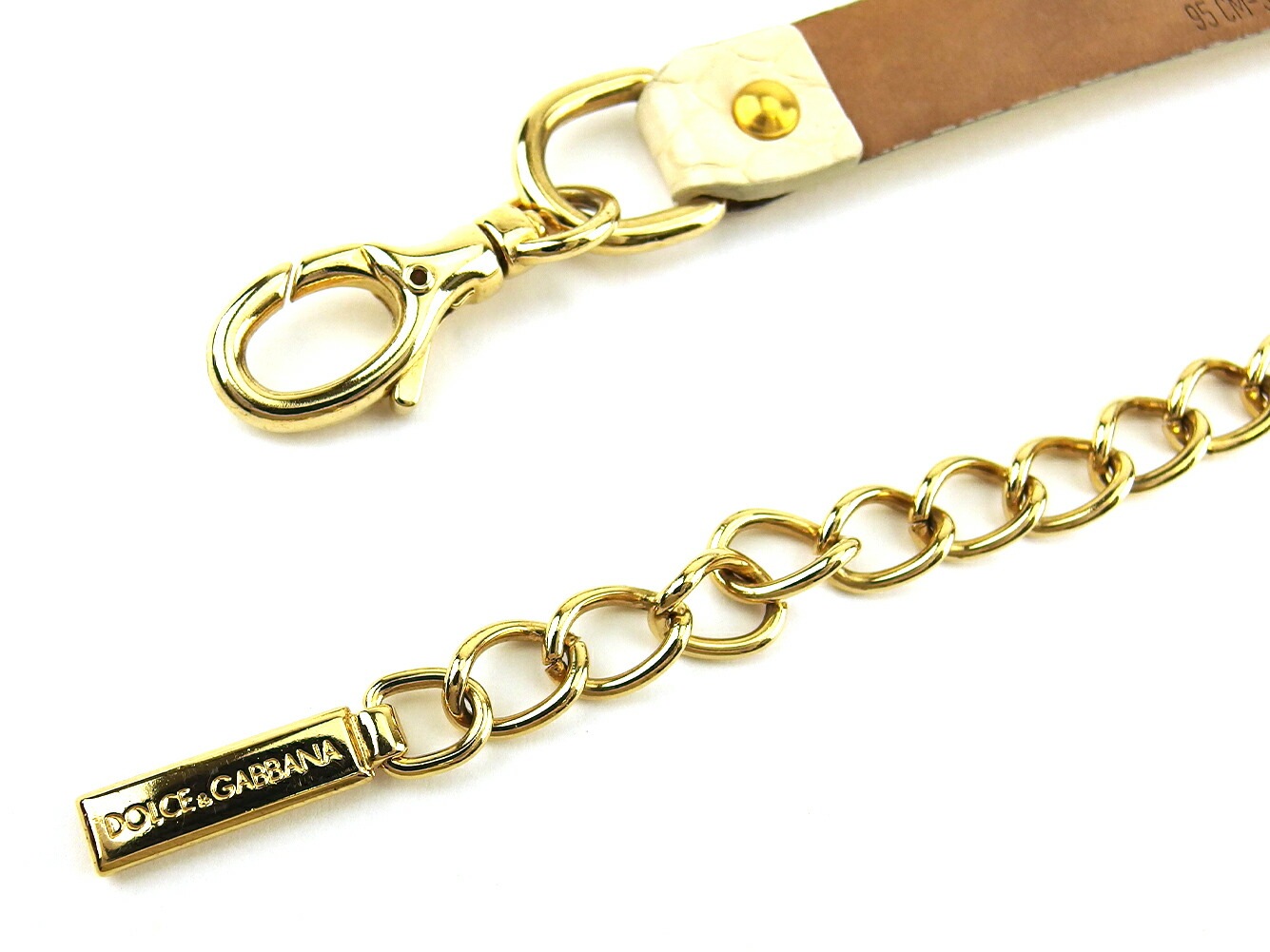 ベルト パイソン 95CM 38INCH ベージュ ゴールド レディース 中古