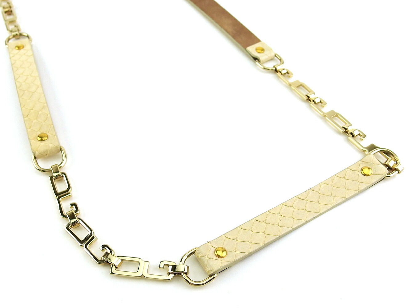 ベルト パイソン 95CM 38INCH ベージュ ゴールド レディース 中古