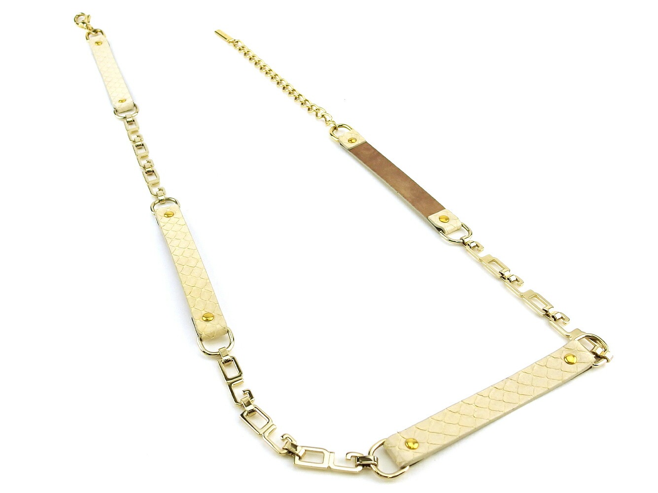 ベルト パイソン 95CM 38INCH ベージュ ゴールド レディース 中古