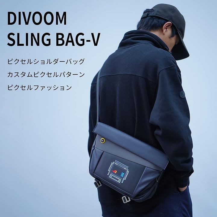 Pixoo Sling Bag-V ピクセルアートショルダーバッグ 斜め掛け ボディバッグ メンズ レディース 人気 防水 レジャー おしゃれ 黒( ブラック) Pixoo Sling Bag-V ピクセルアートショルダーバッグ 斜め掛け ボディバッグ メンズ レディース 人気 防水 レジャー おしゃれ 黒( ブラック)