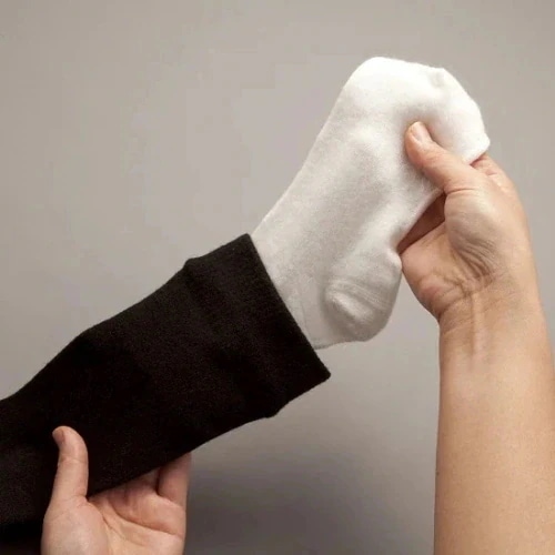 防寒二重ソックス（ロング）（ブラック）　１０足組