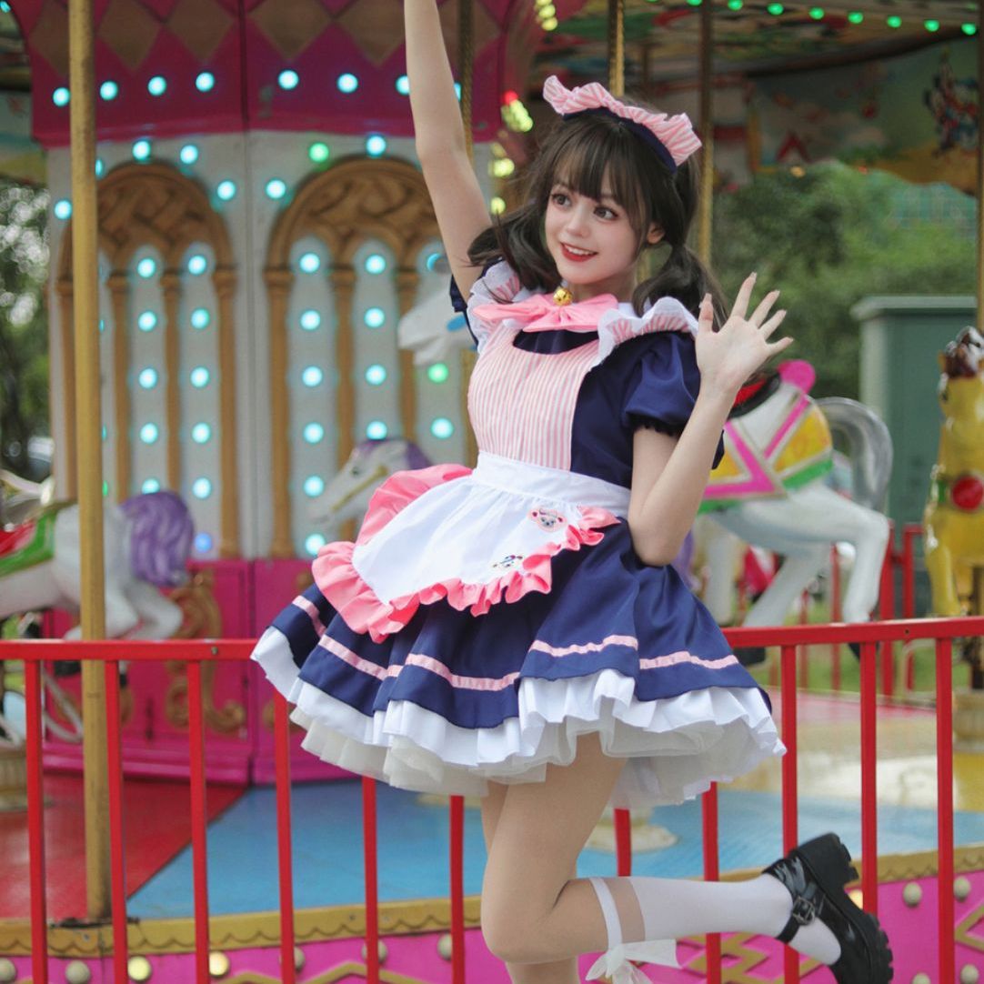 カフェメイド衣装コスプレプリンセスドレス小さいドレス女性ロールプレイパーティー制服大きいサイズ