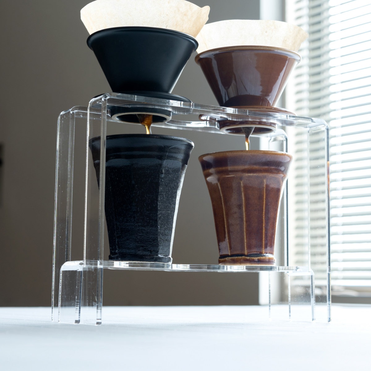 ドリッパースタンドtriple amenist ドリップスタンド スタンド コーヒー ドリップ アクリル アメニスト 日本製 高さ調節 ペーパーホルダー付き 透明 クリア ハンドドリップ