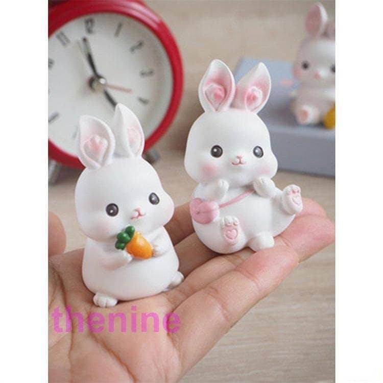 【超お得1つ買うと10個もらえる】うさぎの置物 ウサギ 動物 4個セット オーナメント 自動車置物 かわいい 卓上置物 インテリア 装飾 お洒落 置き物 雑貨 装飾品 小物