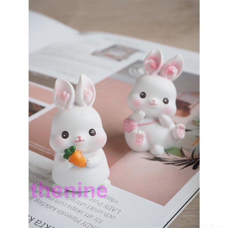 【超お得1つ買うと10個もらえる】うさぎの置物 ウサギ 動物 4個セット オーナメント 自動車置物 かわいい 卓上置物 インテリア 装飾 お洒落 置き物 雑貨 装飾品 小物