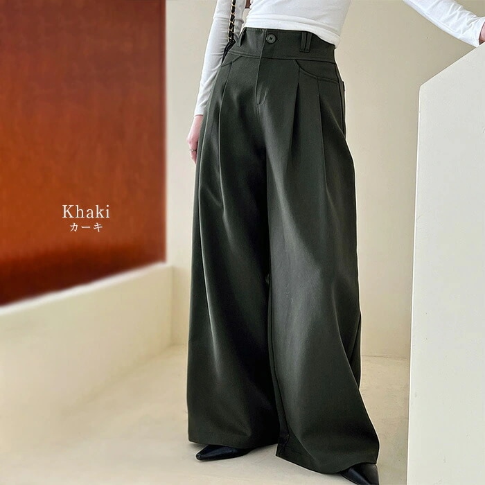 ワイドパンツ タックパンツ パンツ レディース フレアパンツ ガウチョパンツ ハイウエスト 卒業式 入学式 スーツ ボトムス オフィスカジュアル ロング ワイド タック きれいめ 長ズボン 春 夏 秋