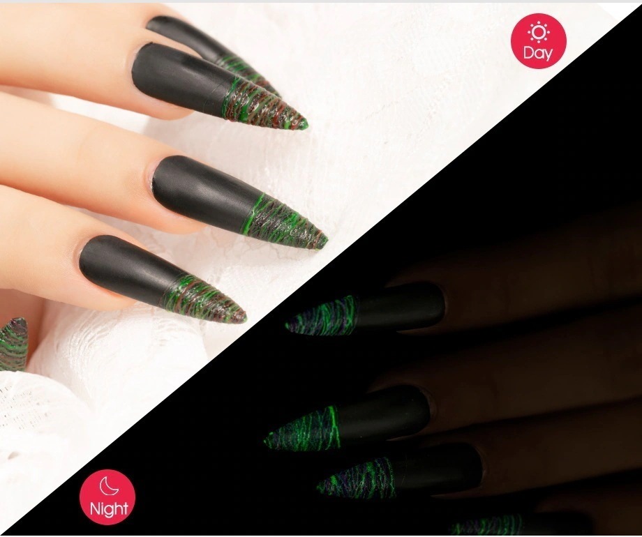 8色発光スパイダージェルネイルアートキット発光ワイヤードローイングジェルUV LED マニキュア128186