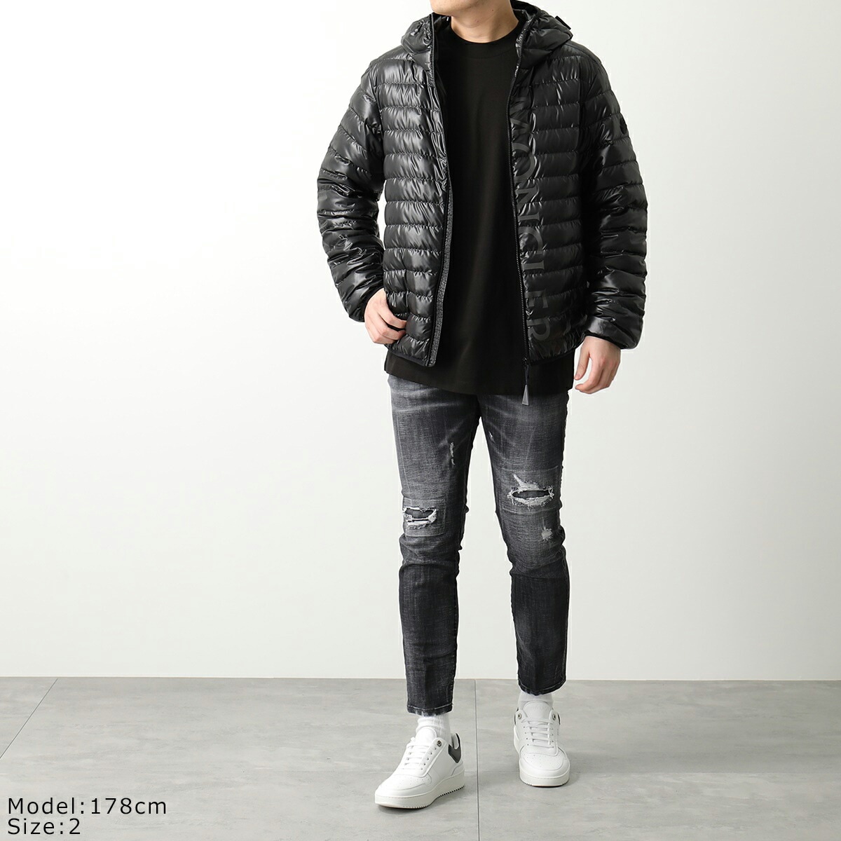 MONCLER Matt Black モンクレール マットブラック ダウンジャケット LAUZET ローゼット 1A00030 595OK メンズ ショート ロゴ フード付き カラー2色
