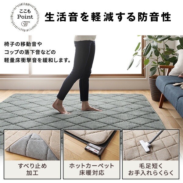 ラグ こたつ敷き布団 こたつ 布団 約185x300cm ベージュ 防音 コーデュロイ 無地 厚手