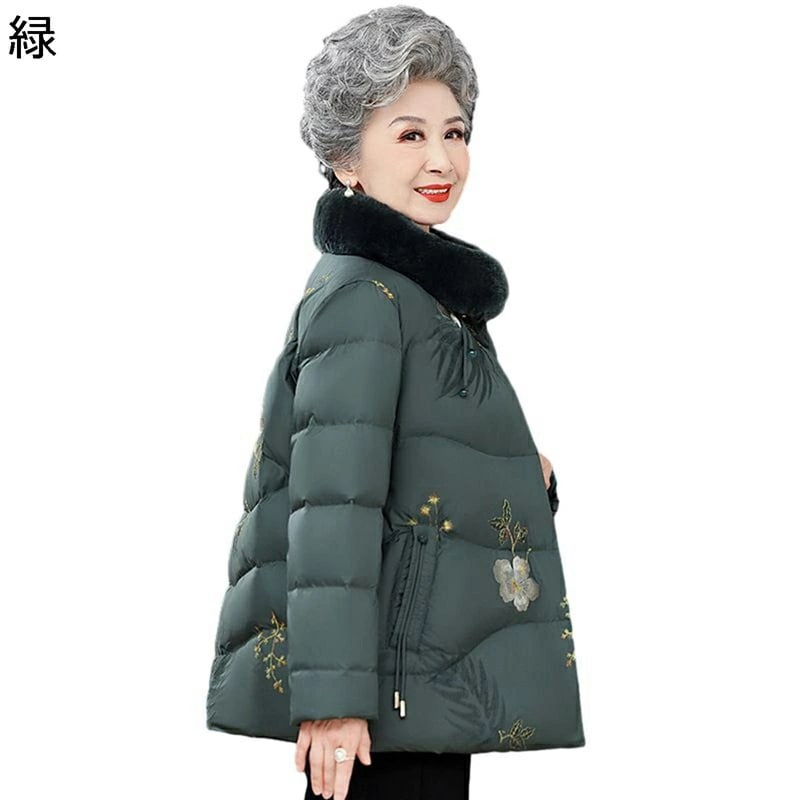 レディースパファージャケット レディース 刺繍 花 花柄 ファー付き ダウン入れ ダウン 長袖 秋冬服 防寒対策 コート 用 シンプル オシャレ おしゃれ 潮流 お出かけ 日常着用 普段用