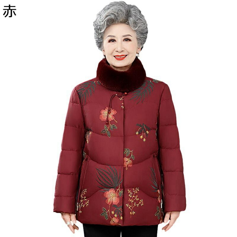 レディースパファージャケット レディース 刺繍 花 花柄 ファー付き ダウン入れ ダウン 長袖 秋冬服 防寒対策 コート 用 シンプル オシャレ おしゃれ 潮流 お出かけ 日常着用 普段用