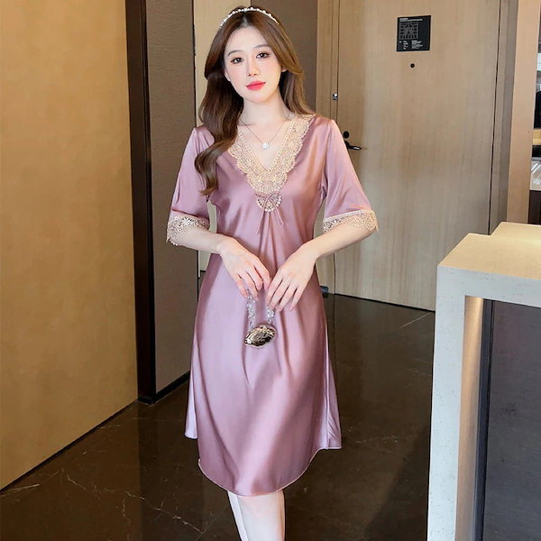 Qoo10] 夏新作 サテンネグリジェ 高級感 ルーム