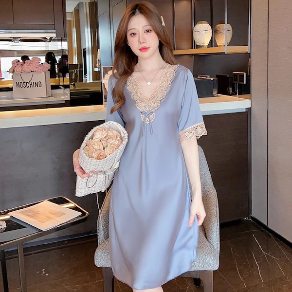 Qoo10] 夏新作 サテンネグリジェ 高級感 ルーム