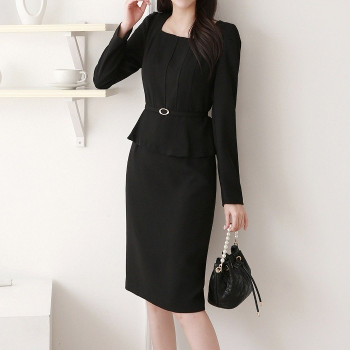 ワンピース 結婚式 ペプラム 入園入学 卒園 卒業 長袖 スリム ワンピース 結婚式 ペプラム 入園入学 卒園 卒業 長袖 スリム