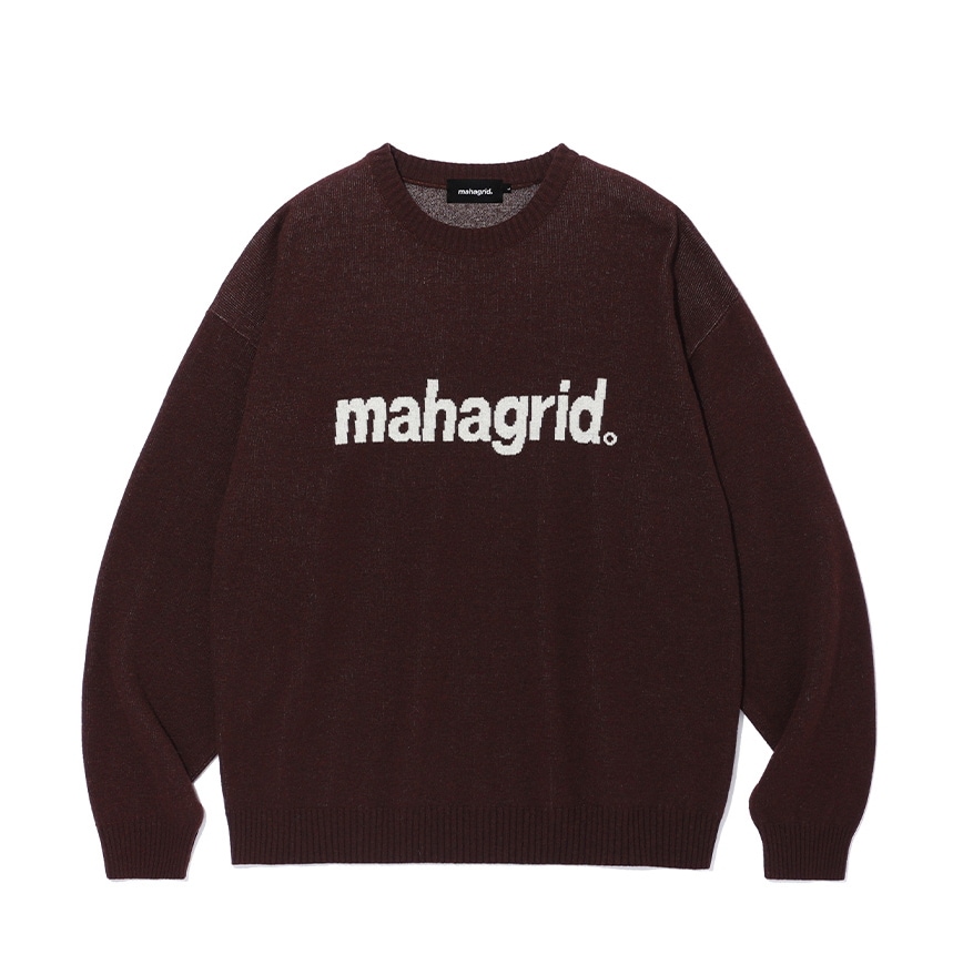 StrayKids着用/ベーシックロゴニットセーター_burgundy/大学生ファッション 韓国の人気ブランド カジュアル ロゴトップ