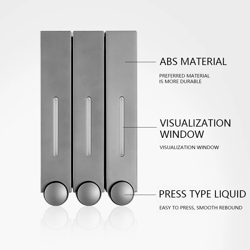 ソープディスペンサー 壁掛け ハンドソープ シングル ダブル 3ヘッド 壁取り付け カビ ホテル用 gun gray double ソープディスペンサー 壁掛け ハンドソープ シングル ダブル 3ヘッド 壁取り付け カビ ホテル用 gun gray double