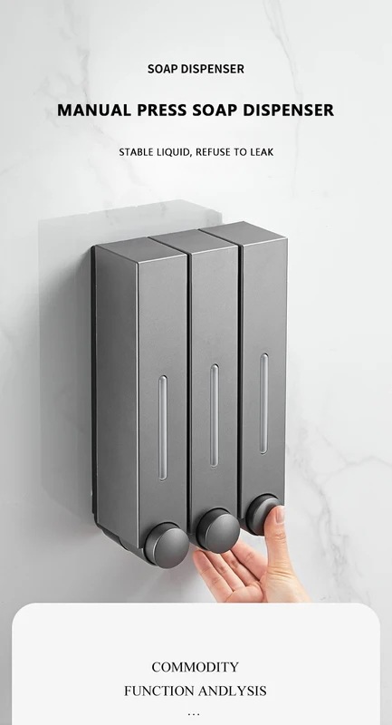 ソープディスペンサー 壁掛け ハンドソープ シングル ダブル 3ヘッド 壁取り付け カビ ホテル用 gun gray double ソープディスペンサー 壁掛け ハンドソープ シングル ダブル 3ヘッド 壁取り付け カビ ホテル用 gun gray double
