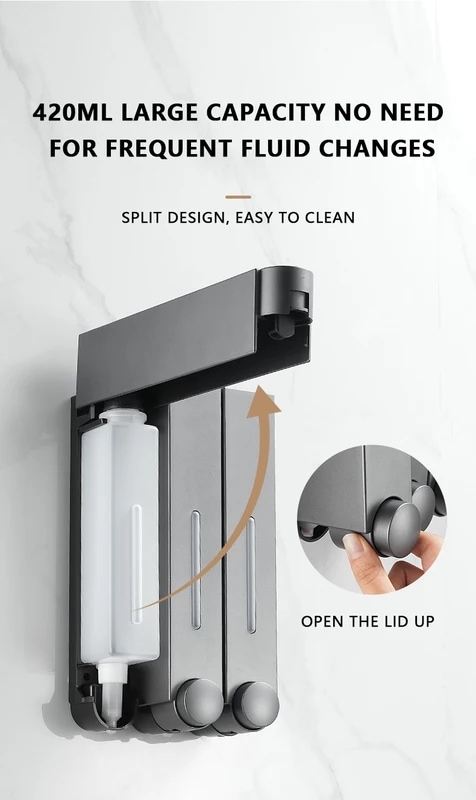 ソープディスペンサー 壁掛け ハンドソープ シングル ダブル 3ヘッド 壁取り付け カビ ホテル用 gun gray double ソープディスペンサー 壁掛け ハンドソープ シングル ダブル 3ヘッド 壁取り付け カビ ホテル用 gun gray double