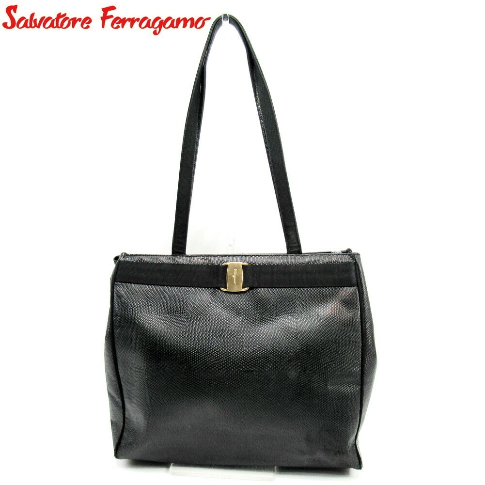 トートバッグ ワンショルダー ヴァラ金具 ブラック 中古 トートバッグ ワンショルダー ヴァラ金具 ブラック 中古