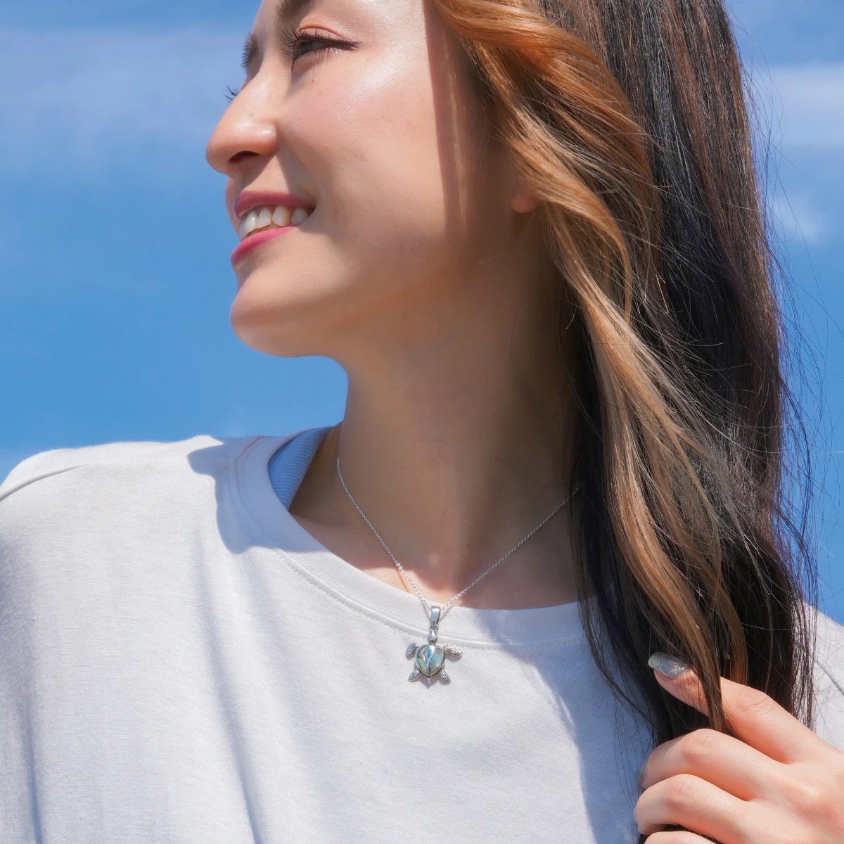 ネックレス レディース メンズ シルバー925 シェル 黒蝶貝 ウミガメ ハート型の甲羅 Lサイズ ネックレス レディース メンズ シルバー925 シェル 黒蝶貝 ウミガメ ハート型の甲羅 Lサイズ