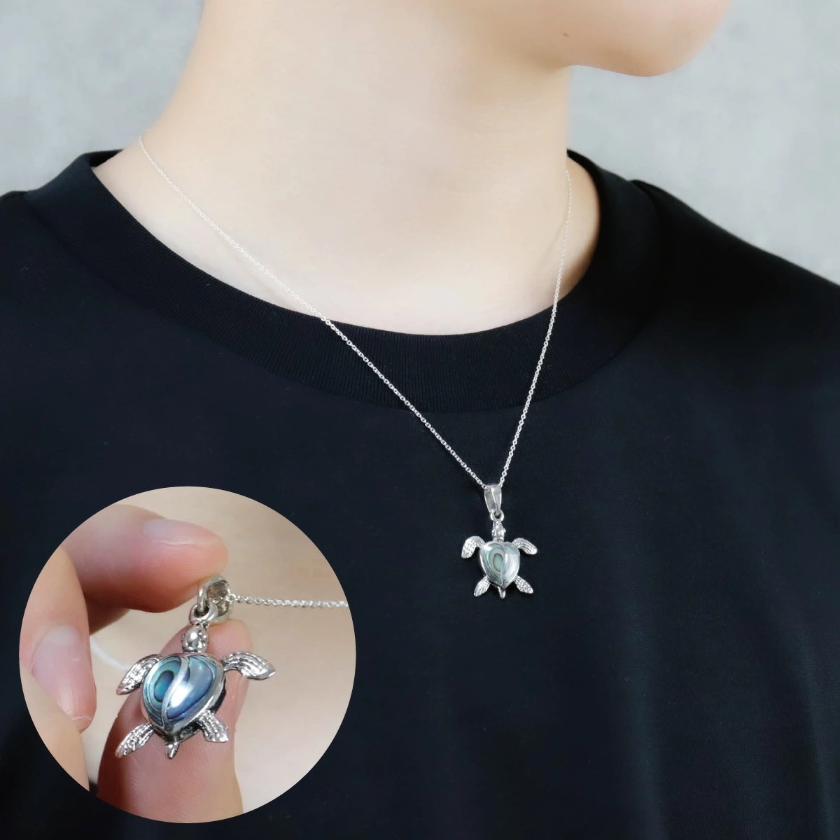 ネックレス レディース メンズ シルバー925 シェル 黒蝶貝 ウミガメ ハート型の甲羅 Lサイズ ネックレス レディース メンズ シルバー925 シェル 黒蝶貝 ウミガメ ハート型の甲羅 Lサイズ