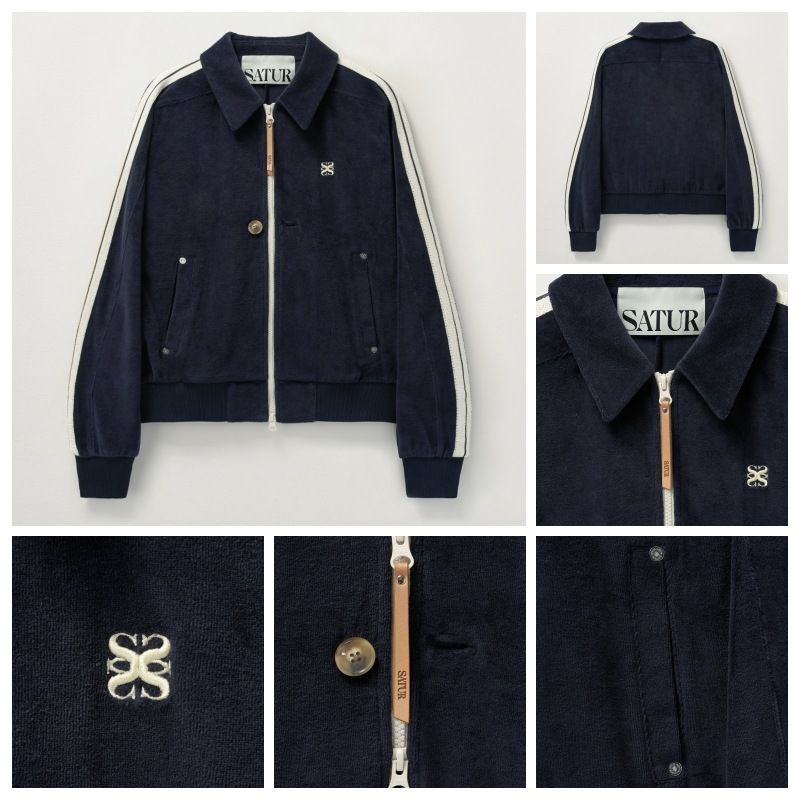 SATUR】 (W) LAWTON VELOUR COLLAR JACKET : 2COLORS