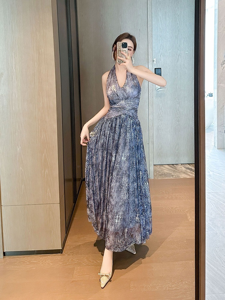 【JY.上品】 2024夏新品 ホルターネック バックレス キャミワンピース セクシー 旅行 ドレス パーティー キャバ 着痩せ 大人 同窓会 披露宴 卒業式 結婚式 演奏会 ウェディング 二次会 メ