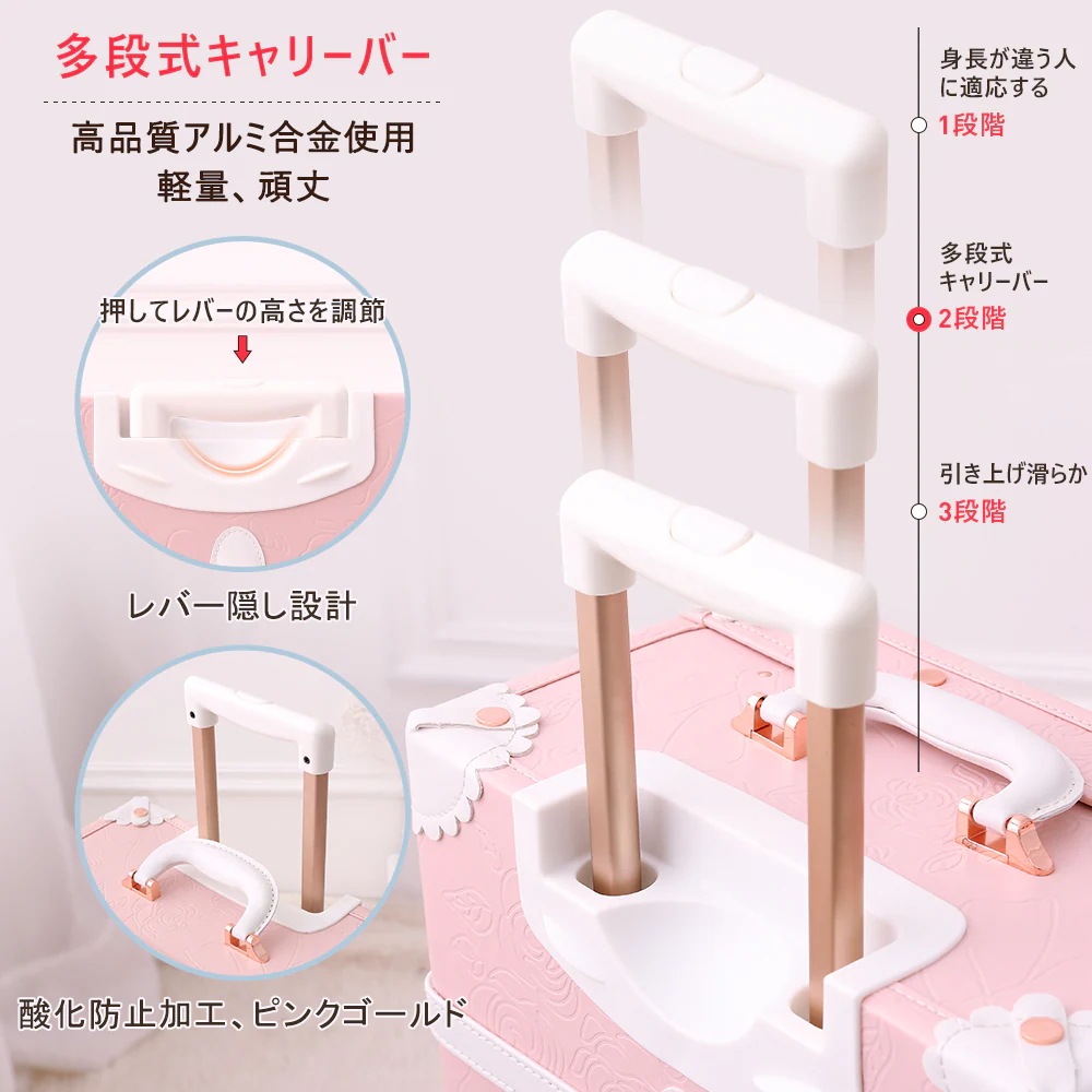 スーツケース m かわいい キャリーケース 可愛い キャリーバック かわいい トランクケース 旅行カバン 中型 4輪 軽量 軽い 静音 丈夫 頑丈 女性