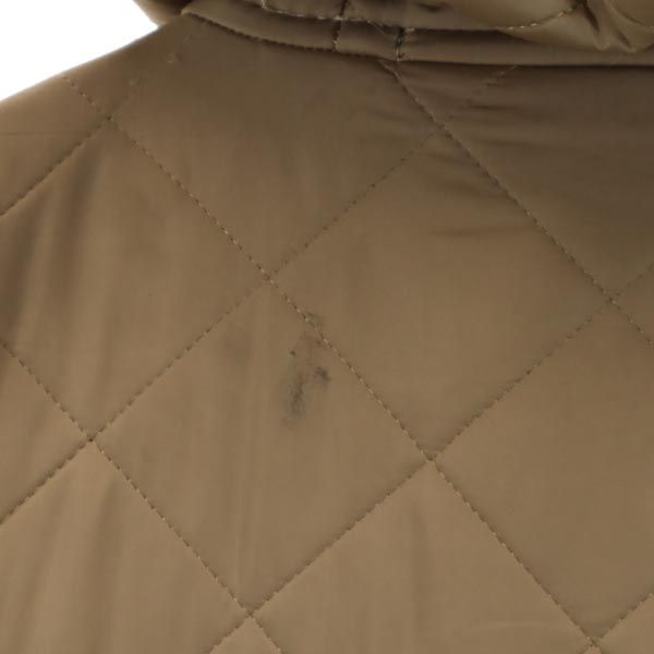 英国製 長袖 キルティングコート 36 ベージュ 裏ファー レディース