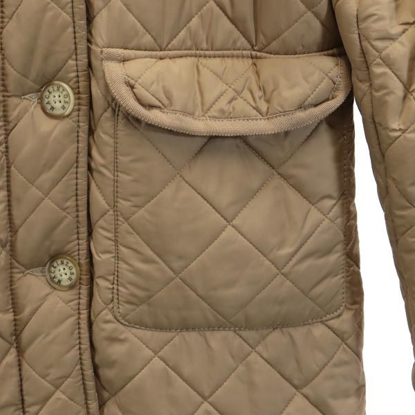 英国製 長袖 キルティングコート 36 ベージュ 裏ファー レディース