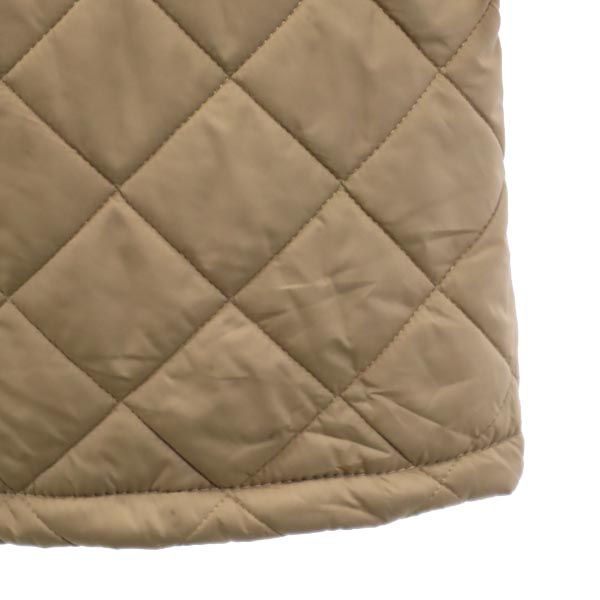 英国製 長袖 キルティングコート 36 ベージュ 裏ファー レディース