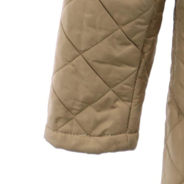 英国製 長袖 キルティングコート 36 ベージュ 裏ファー レディース