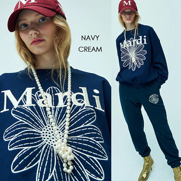 mardiMardi Mercrediマルディ SWEATSHIRT NAVY CREAM - トレーナー