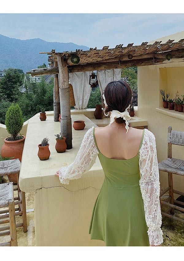 水着 レディース ワンピース 体型カバー 透け感 シアー感 露出控えめ 大きいサイズ 着やせ グリーン ぽっちゃり 女性 スポーツ水着 海水浴 温泉