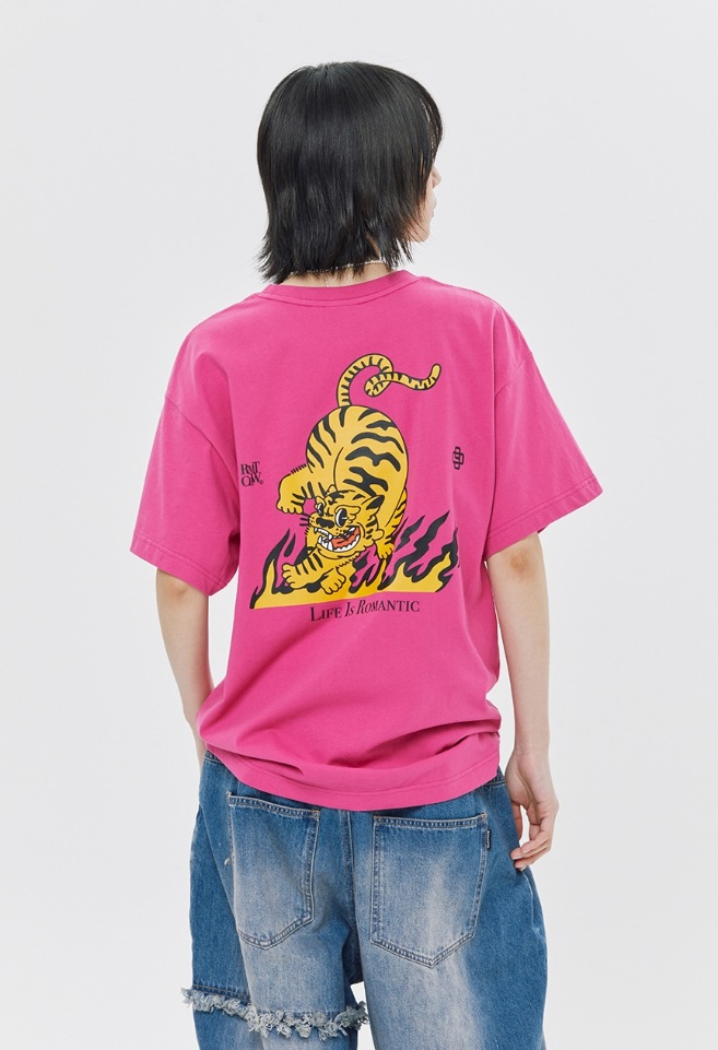 【ROMANTIC CROWN】 BLAZE REEL TIGER TEE SHIRT 【ROMANTIC CROWN】 BLAZE REEL TIGER TEE SHIRT