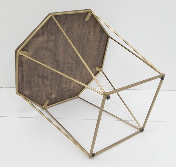 テーブル サイドテーブル 八角形 アイアンフレームxマンゴー無垢材 完成品 コの字型アイアン サイドテーブル（アメリカンチェリー×メープル無垢材