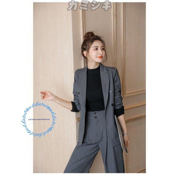 スーツ レディース パンツ 洗える ワイドパンツ パンツスーツ ビジネス 春 夏 秋 冬 通勤 グレー S M L LL　 父の日