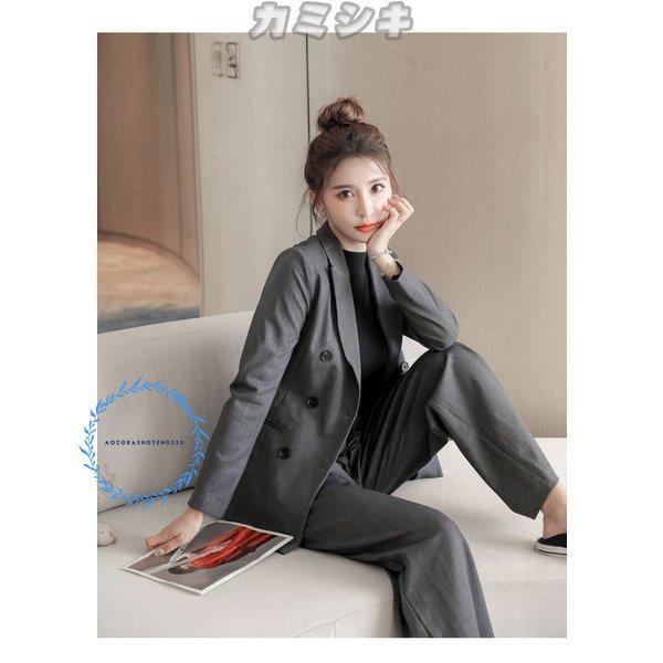 スーツ レディース パンツ 洗える ワイドパンツ パンツスーツ ビジネス 春 夏 秋 冬 通勤 グレー S M L LL　 父の日