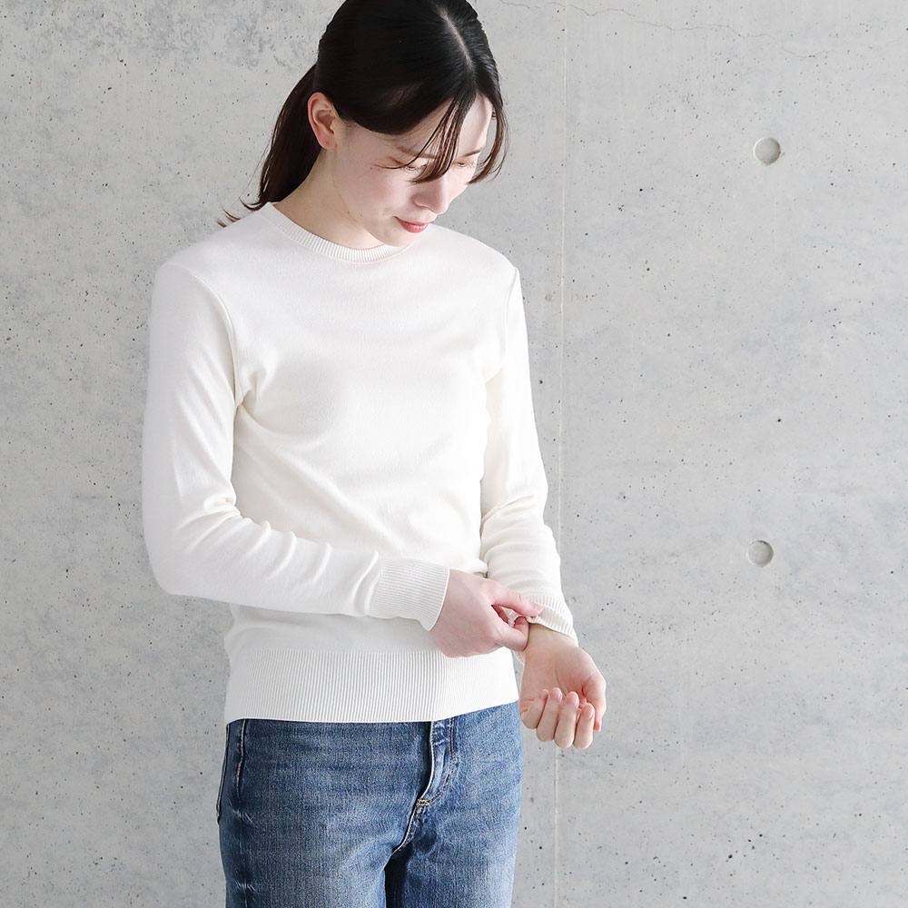 【2025秋冬】gicipi ジチピ フラーゴラ クルーネックジャストフィットニットソー 2513A イタリア ニット コットンニット 長袖 シンプル ベーシック クルーネック 2025AW