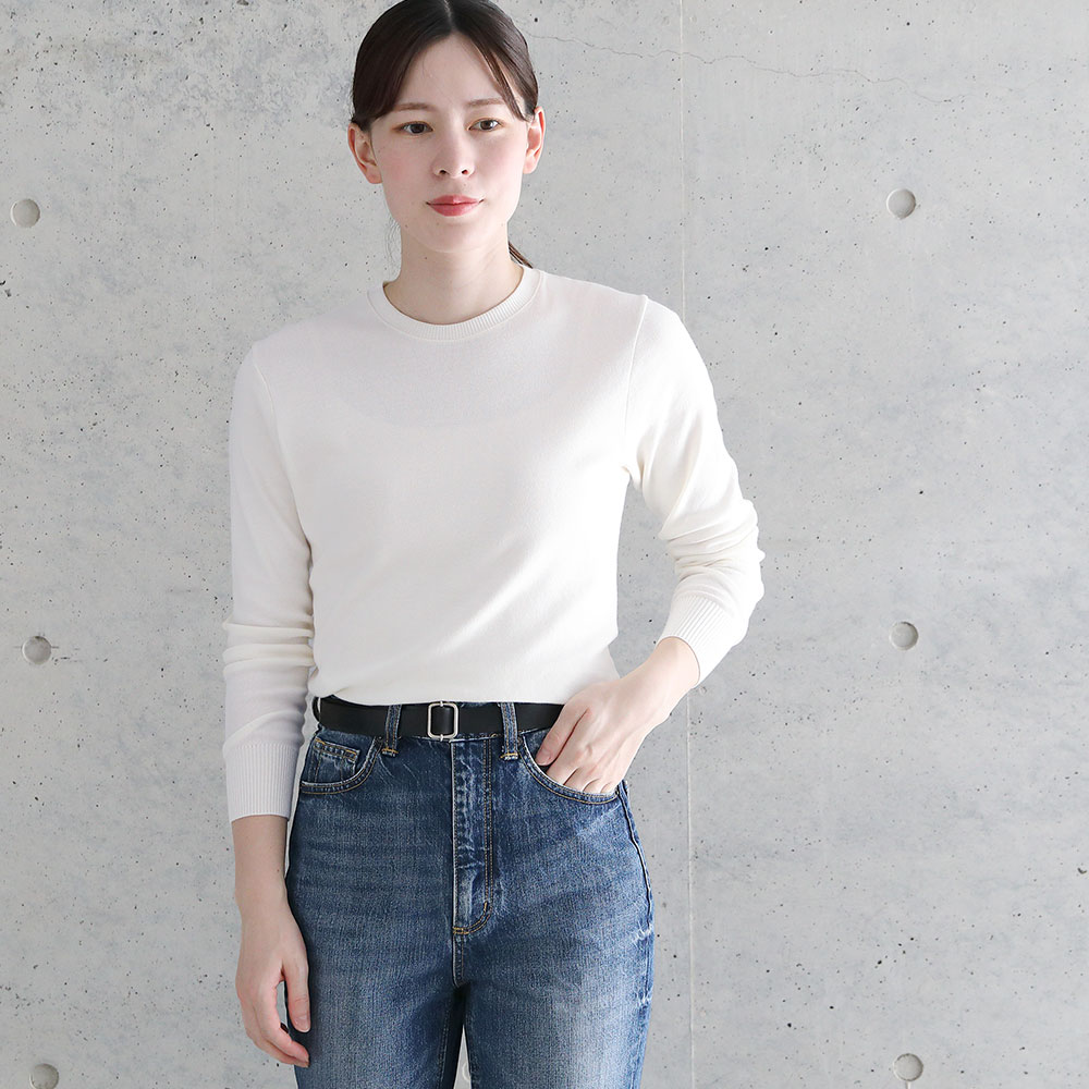 【2025秋冬】gicipi ジチピ フラーゴラ クルーネックジャストフィットニットソー 2513A イタリア ニット コットンニット 長袖 シンプル ベーシック クルーネック 2025AW