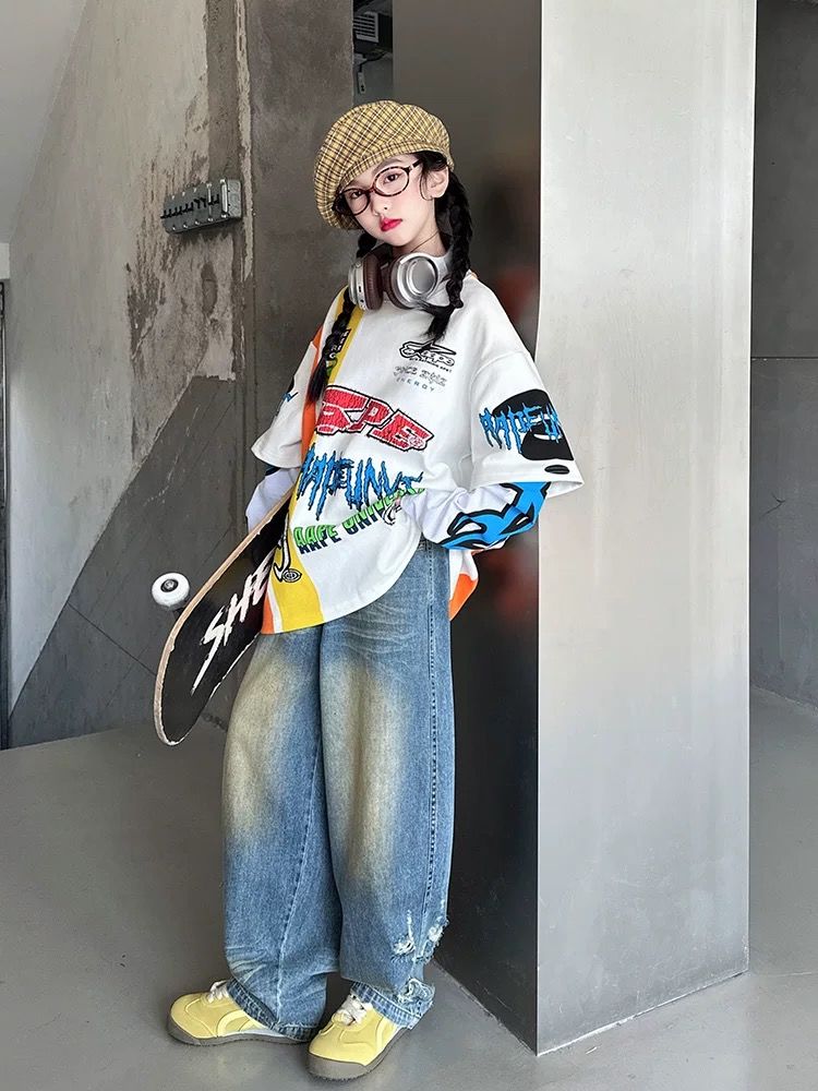 子供の街のダンスのファッション服のヒップホップの男の子の穴のジーパンのhiphopのスーツの出演服の女の子のジャズのダンスの服装 子供の街のダンスのファッション服のヒップホップの男の子の穴のジーパンのhiphopのスーツの出演服の女の子のジャズのダンスの服装