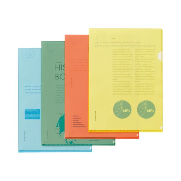 TANOSEEカラークリアホルダー(アソートタイプ) A4 5色 1セット(500枚:各色100枚)