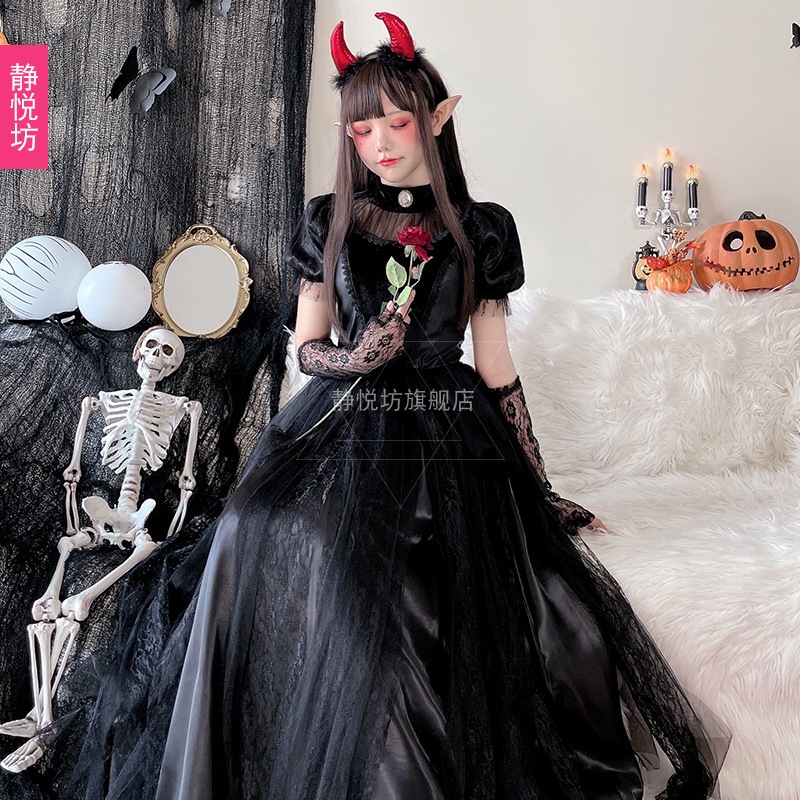 ハロウィン大人用コスチューム魔女ゴースト花嫁ゴシック吸血鬼コスプレロールプレイダークロングスカート ハロウィン大人用コスチューム魔女ゴースト花嫁ゴシック吸血鬼コスプレロールプレイダークロングスカート