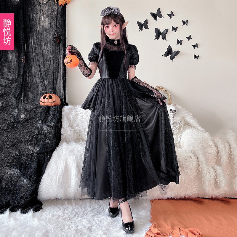ハロウィン大人用コスチューム魔女ゴースト花嫁ゴシック吸血鬼コスプレロールプレイダークロングスカート ハロウィン大人用コスチューム魔女ゴースト花嫁ゴシック吸血鬼コスプレロールプレイダークロングスカート